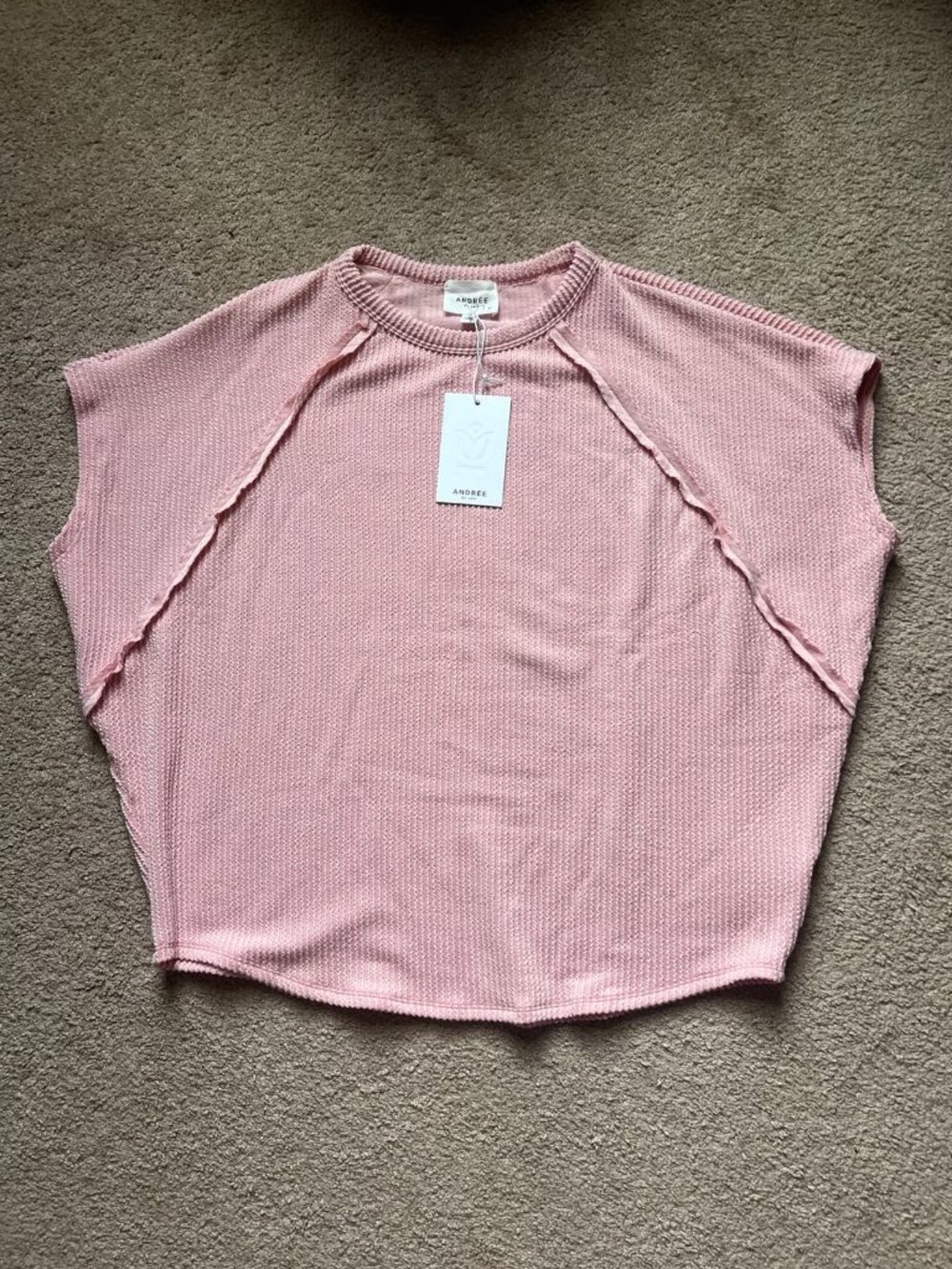 NWT Andrée by Unit Boutique Ribbed Oversized Boxy Blouse Size Medium